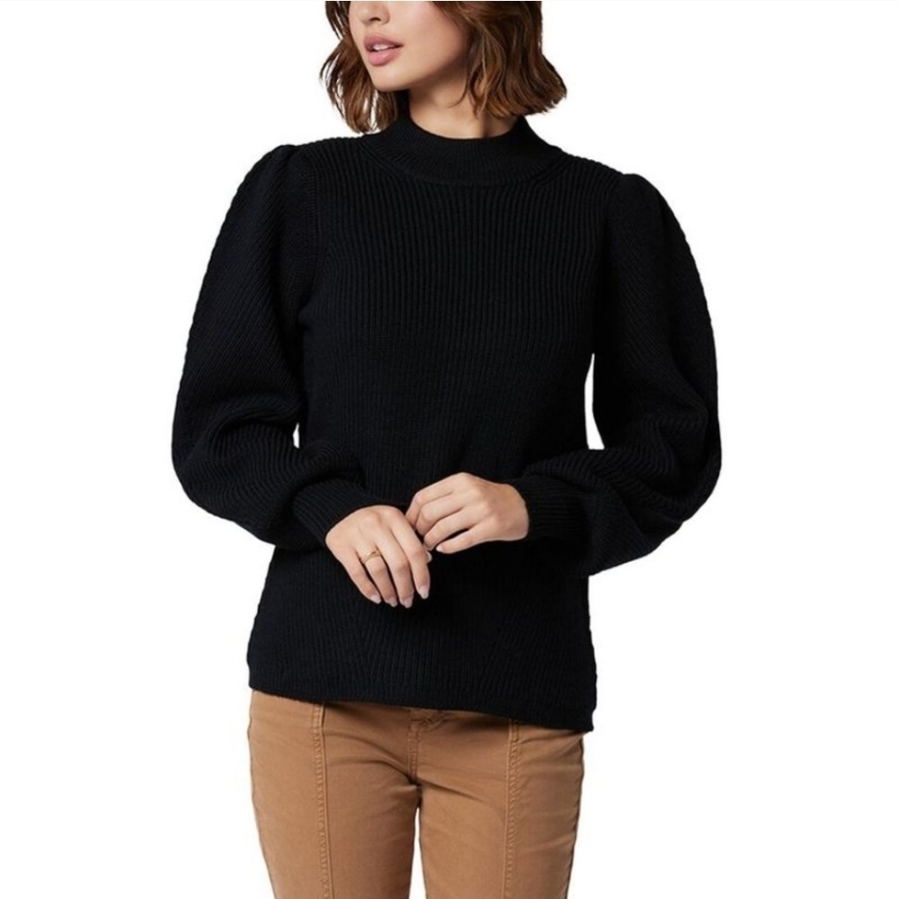 Joie Tandou Wool Sweater Black Turtleneck Sweater Mockneck Large